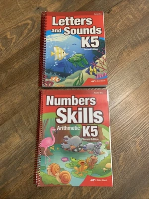 Abeka K5: Teacher Key 2 Book Lot, Numbers Skills Arithmetic & Letters And Sounds - Image 1 of 4
