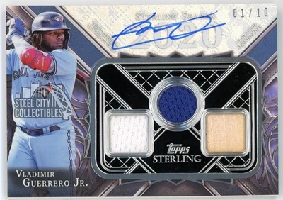 Vladimir Guerrero Jr. 2022 Topps Sterling Seasons Blue Triple Relic Auto 01/10 - Image 1 of 2
