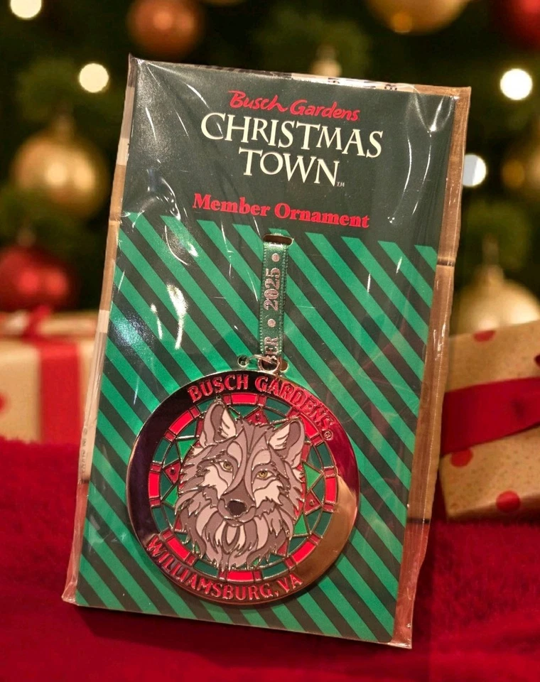NIP Beautiful Engraved Busch Gardens 2025 Wolf Member Ornament (Silver Metal) - Image 1 of 1