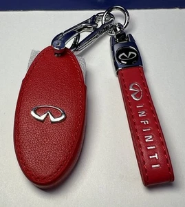 Red Leather Car Remote Smart Key Fob Cover Case For Infiniti 4 Button - NEW - Picture 1 of 6