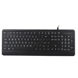Ergonomic USB Interface Multimedia LED White Backlight Keyboard For Old Man - Picture 1 of 7