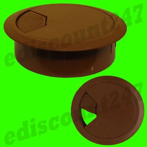 MASSIVE 80 mm Schreibtisch Kunststoff Öse BRAUN Tisch Kabel Ordnung Drahtloch Abdeckung UK VERKÄUFER - Bild 1 von 6