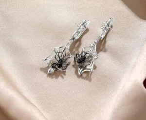 Women Dangle Spider Earrings 925 Sterling Silver Sparkling Created Spinel CZ - Picture 1 of 8