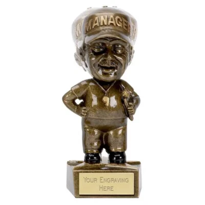 MANHATTAN ENGRAVING MANAGER BOBBLE HEAD FOOTBALL/RUGBY TROPHY PREMIO PERSONALIZZATO - Incisione gratuita