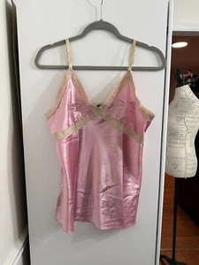 Blusa Top Vintage Años 90 Rosa Satinado Encaje Talla Grande - Imagen 1 de 6