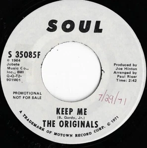 ORIGINALS keep me U.S.SOUL 45rpm 35085_1971 white label promo - Picture 1 of 2