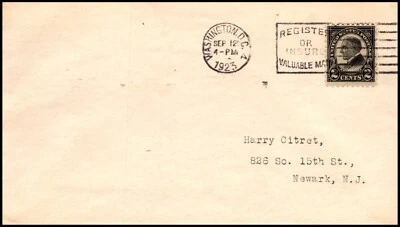 Scott 612 2 Cents Harding FDC Typed Address Washington, DC SCV $100.00 - Image 1 of 2