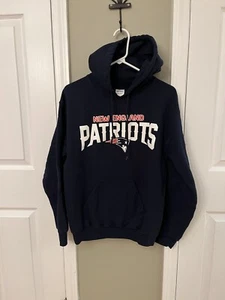 New England Patriots Hoodie Mens Small Blue Gildan - Picture 1 of 5
