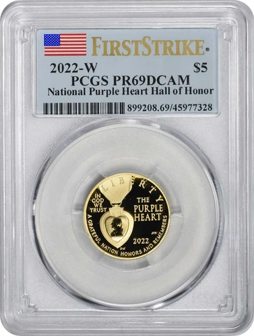 2022-W National Purple Heart Hall of Honor Commem $5 Gold PR69DCAM FS PCGS Cover
