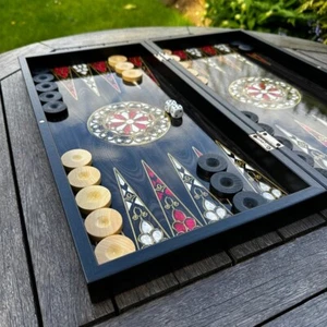 Luxury Backgammon Set for Adults Handmade Wooden Board 19" - Christmas Gifts 🎁 - Picture 1 of 10