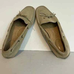Lands' End Loafer Moccasins Tan Suede Slip on Flats Size 10 B - Picture 1 of 5