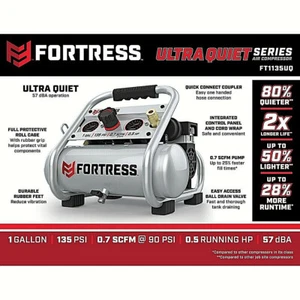 1 gallon 0.5 HP 135 PSI Ultra Quiet Oil-Free Professional Air Compressor - Picture 1 of 11