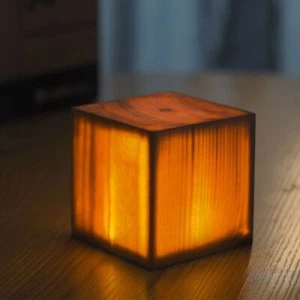 2W Square LED Wooden night lamp Bedside Night Light Room Decor Touch key-press - Picture 1 of 8