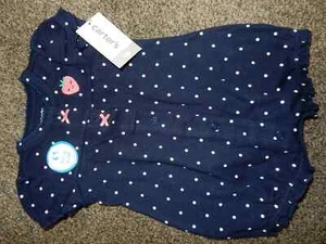 3E NWT {5 Sizes} CARTER'S Girls STRAWBERRY Fruit Sunsuit Romper Shorts Outfit - Picture 1 of 2