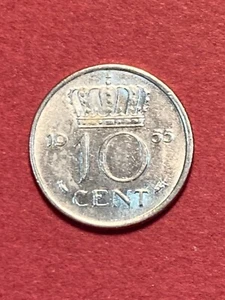 Moneda Reina Juliana 1955 Países Bajos - 10 centavos - Imagen 1 de 2