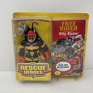 2003 Rescue Heroes Fire Fighter Billy Blazes Fisher Price w/VHS Tape New Sealed