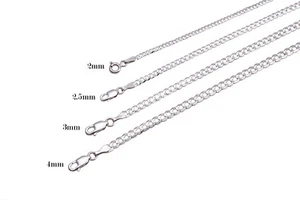 14K Solid White Gold Cuban Link Chain Necklace 2mm-4mm Men's Women Sz 16"-30" - Picture 1 of 5