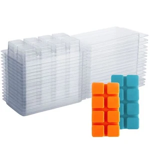 Wax Melt Containers8 Cavity Clear Empty Plastic Wax Melt Molds50 Packs Cubes Cla - Picture 1 of 8