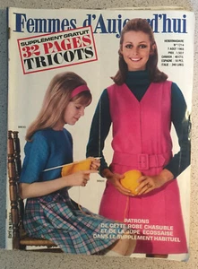 Old french magazine Femmes d'Aujourd'hui n°1214 du 07/08/1968 avec patron - Picture 1 of 2