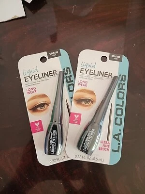 L.A. Colors BLACK Liquid Eyeliner Long Wear Ultra Fine Brush CBLE430 Set Of 2 - Image 1 of 2