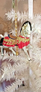 CAROUSEL LIGHT GRAY & BLACK HORSE ORNAMENT BY KURT ADLER-4.75"- NEW-2023 - Picture 1 of 2