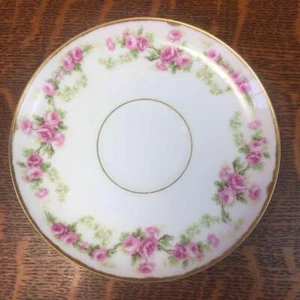 Antiguo Platillo Elite Works Limoges SOLO Rosas Rosas Dorado Hecho en Francia - Imagen 1 de 4