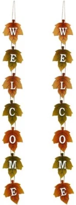 Wood Autumn Welcome Sign Fall Front Door Decor, Rustic Hanging Welcome Door Sign - Image 1 of 4