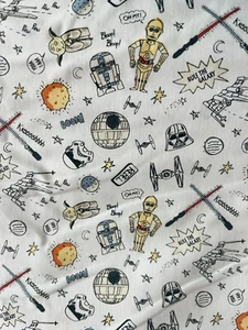 STAR WARS Cotton Fabric YODA C3PO R2D2 Astro Pew Pew Big Piece 33”x44” - Picture 1 of 1