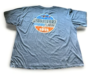 Surf Style Clearwater Beach T-Shirt 2XL Gray Shark Graphic S/S Florida Tee - Picture 1 of 8