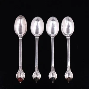 Evald Nielsen. No. 3. Set of four Silver Coffee Spoons with Carnelian & Jaspis - Picture 1 of 1
