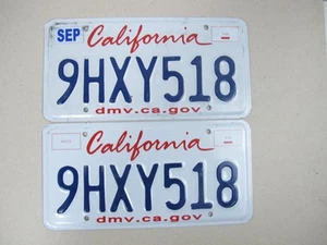CALIFORNIA matching pair set licence/number plate USA/American 9 HXY518 - Foto 1 di 7