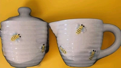 HOME ESSENTIALS "Honeybee" Ceramic Sugar Bowl & Creamer Set  - Image 1 of 3