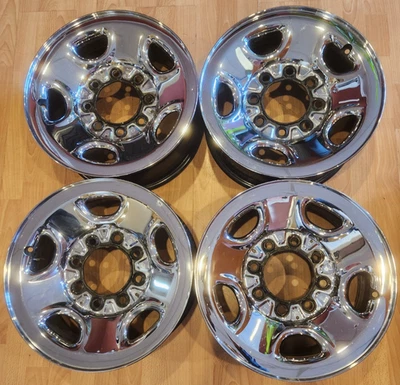JUEGO DE (4) LLANTAS 16" CHEVY SILVERADO, GMC OEM ACERO CROMADO 16x6,5 1999-2010 Foto 1 de 4