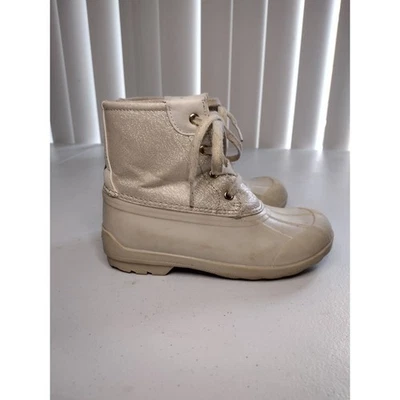 Детские ботинки Sperry Top Sider бежевые блестящие водонепроницаемые ботинки-утки размер 1 - Изображение 1 из 4