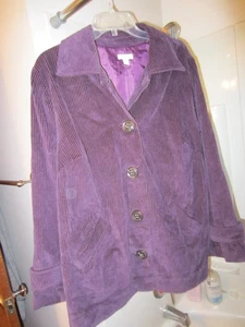NWOT women's long sleeve warm corduroy jacket Relativity Size 2X purple - Picture 1 of 14
