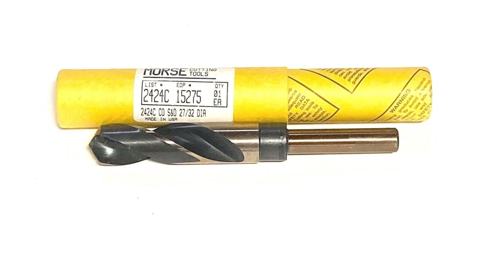 Broca Morse 27/32" cobalto prata e broca Deming aço de alta velocidade fabricada nos EUA - Imagem 1 de 1