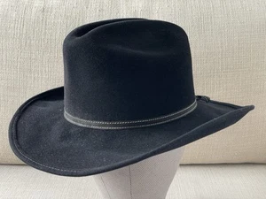 Eric Javits Jade(?) Black Wool Felt Packable Sz 7 1/8 Cowboy Western Hat - Picture 1 of 6