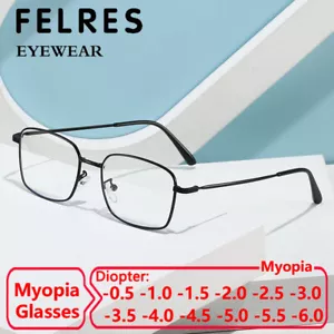 Gafas miopes de marco completo con bloqueo de luz azul ovaladas de metal para hombre - Imagen 1 de 16