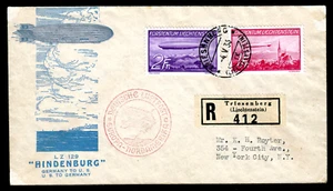 Zeppelin 1936, 1. NAF 4.5.1936, Liechtensteinische Post con 1 + 2 Fr. Zeppelin, - Imagen 1 de 2