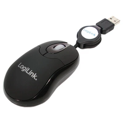 LogiLink USB Maus optisch PC Computer mini Notebook Laptop mit Kabel Kabelzug - Bild 1 von 3