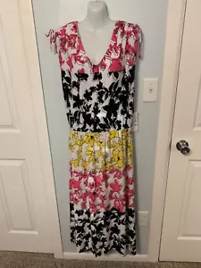 Neu mit Etikett Ruby Rd mehrfarbiges ärmelloses langes Kleid mit Blumenmuster Übergröße 2X - Bild 1 von 6