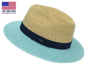 C.C Summer short Brim Panama Hat, Fedora Flat Brim Beach Sun Fedora Women - Picture 1 of 4