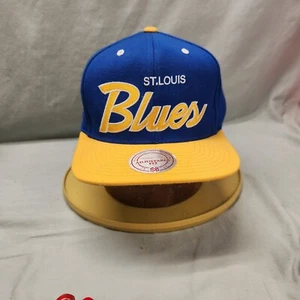 VTG Mitchell Ness Hat Men One Size Blue Wool St. Louis Blues Snapback Hockey NEW - Picture 1 of 7