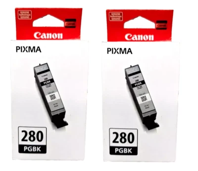 Paquete de 2 cartuchos de tinta negros Canon Pixma PGI-280 PGBK ORIGINALES CAJAS SELLADAS NUEVAS Foto 1 de 4