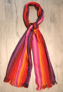 Leichter rechteckiger Akzent Schal Boho Streifen 12x66" rosa orange lila rot - Bild 1 von 11