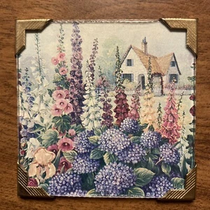 Vtg Cottage Home House Garden Pink Purple Colorful Flowers Fridge Magnet C13b - Picture 1 of 11