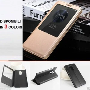 Funda abatible abatible para móvil S-View Huawei Honor 4X negro blanco dorado ultra delgado - Imagen 1 de 4