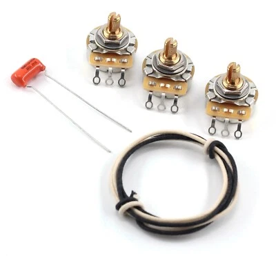 3x TAOT Custom CTS 250K Short Split Pots + .022 OD Cap + 2'/ea. B&W Gavitt Wire - Image 1 of 4