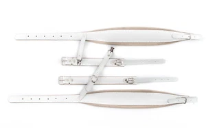 Accordion Shoulder Straps New Quality Genuine Leather 120,140 Bass White Belts - Picture 1 of 7