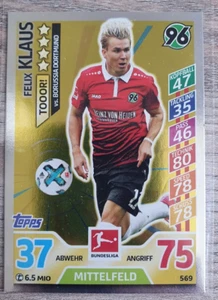 Topps Match Attax Bundesliga 17/18 - 569 - Felix Klaus. TOOOR! Hannover 96 Extra - Bild 1 von 1